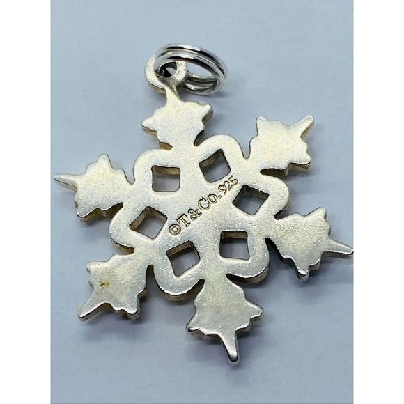 Tiffany & Co Large Snow Flake Sterling Silver Pendant Cham 29mm RARE SIZE - Picture 5 of 7